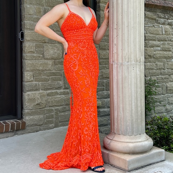 Sherri Hill Dresses Orange Beaded Sheri Hill Prom Dress Poshmark
